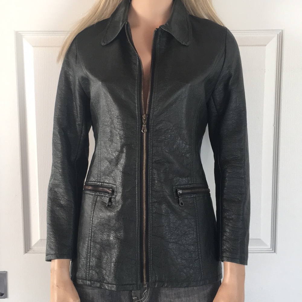 Pretty "Bolero" Hunter Green Faux Leather Jacket